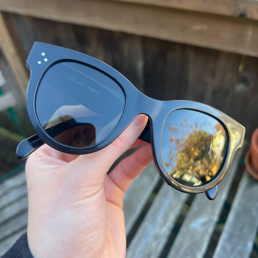Celine Women's Round Black Sunglasses - Picture 8 of 15